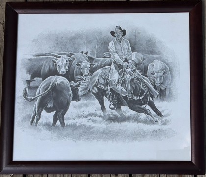 Графика в кафява рамка 40х35 