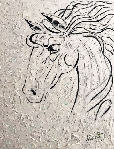 Картина на Мира Бъчварова - Черен кон / Black Horse