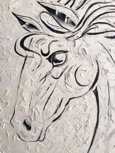 Картина на Мира Бъчварова - Черен кон / Black Horse