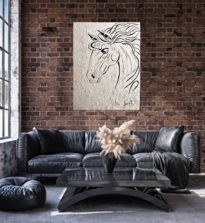 Картина на Мира Бъчварова - Черен кон / Black Horse