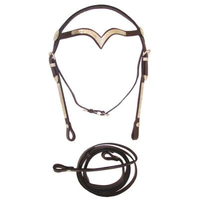 Уестърн юзда с поводи със сребърна декорация