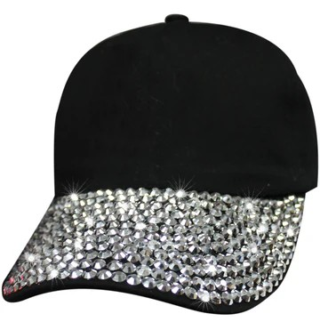 Бейзболна дамска шапка с камъни Black Bling