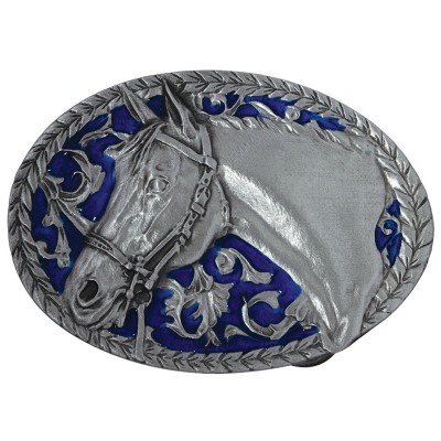 Каубойска катарама - конска глава на син фон / Western Express